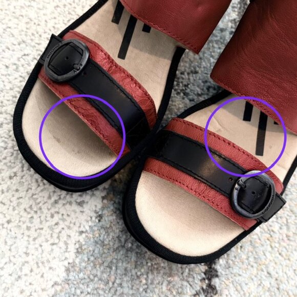 Fly London $218 Womens 38 US 7.5-8 Black Red Chunky Comfort Wedges Sandals Shoes - Picture 12 of 16